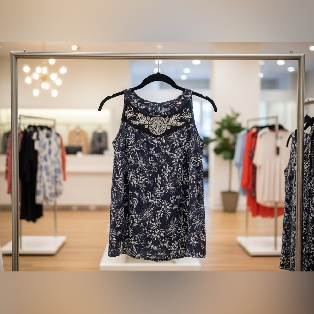 STYLE & CO LACE EMBROIDERED FLORAL TANK TOP